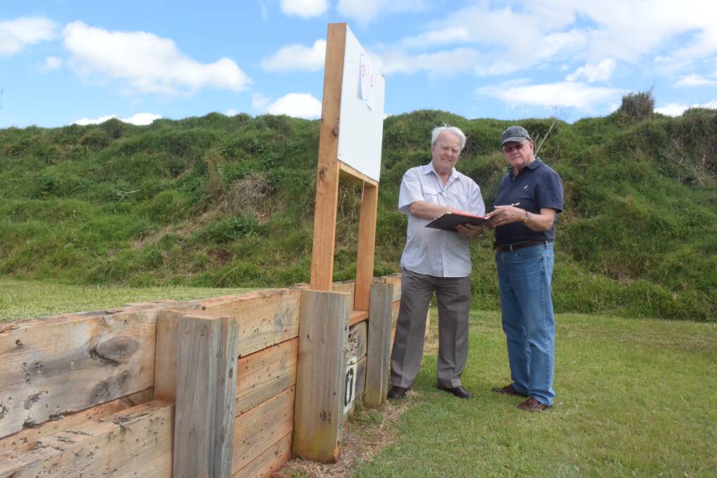 Worried: Hastings Regional Shooting Complex chairman John Tingle and committee member Ross Peberdy discuss their concerns about the orbital road proposal.
