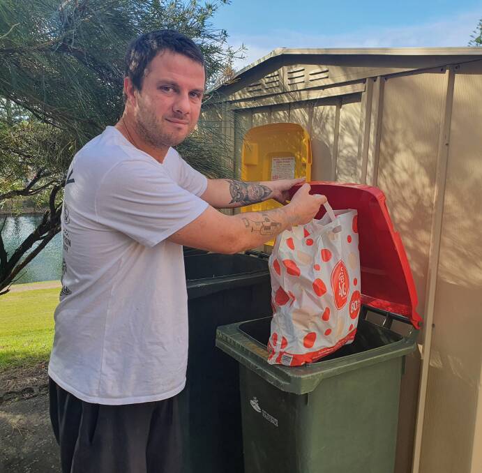 Food waste: Unit resident Beau Nutley acknowledges the benefits of the council's three bin system.
