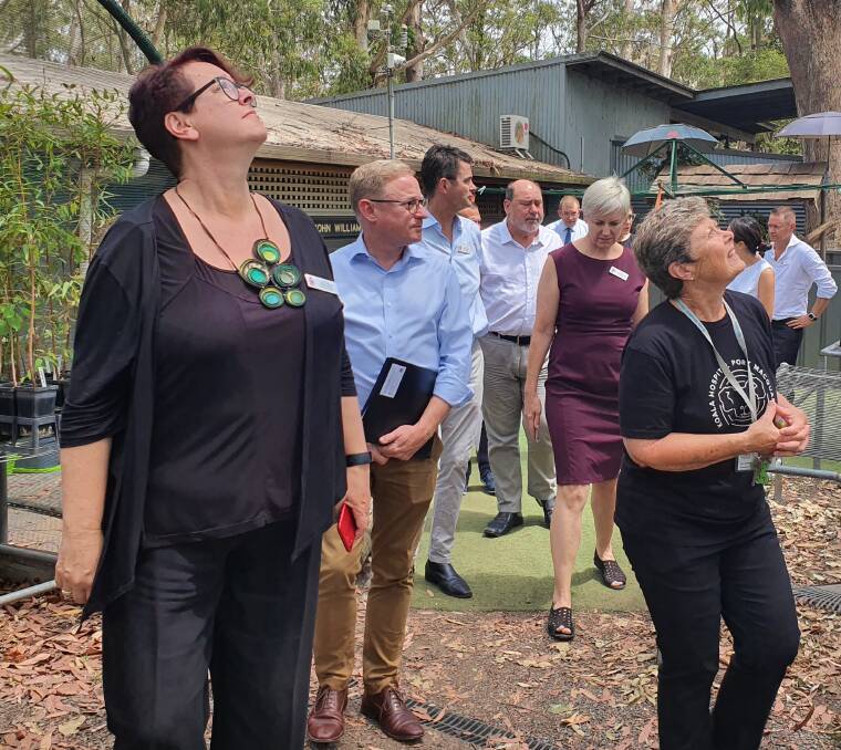 Koala Conservation Australia president Sue Ashton (right) shows the committee members around the koala hospital.