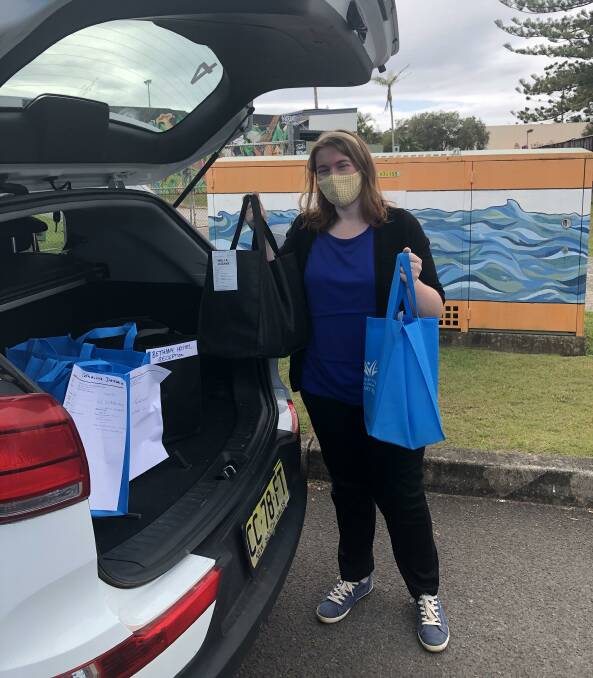 Library delivers: Kia Wood prepares for Wednesday's delivery to the Westport area of Port Macquarie. Photo: Port Macquarie Library