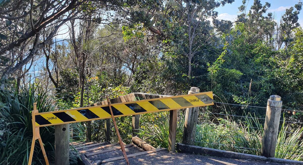 No-go zone: The Coastal Walk section between Windmill Hill and Oxley Beach is closed due to damage.