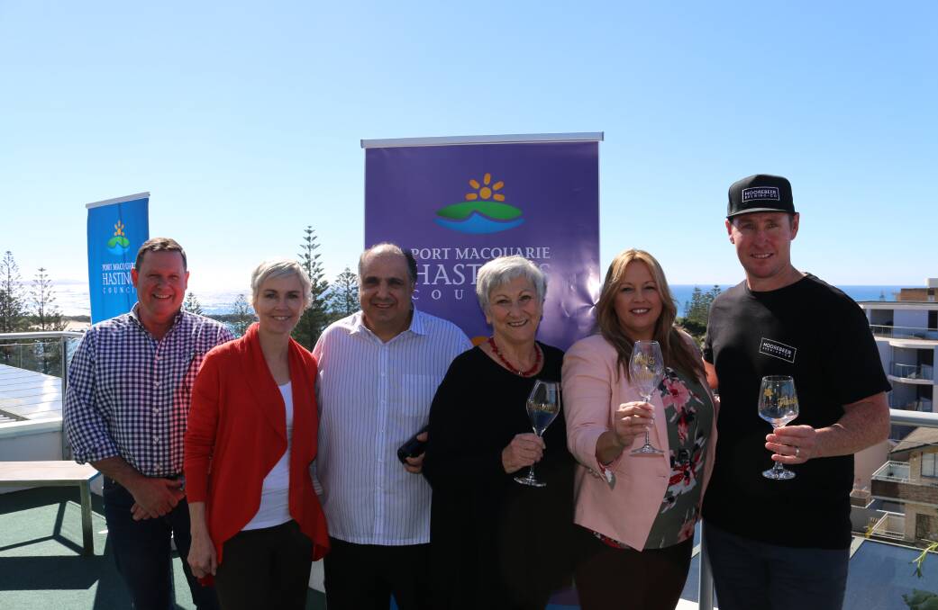 Culinary celebration: Steve Clark, Mel Leitch, Lou Perri, Judy Davis, Peta Pinson and Brad Hodge support the Tastings on Hastings 2017 launch on August 10.