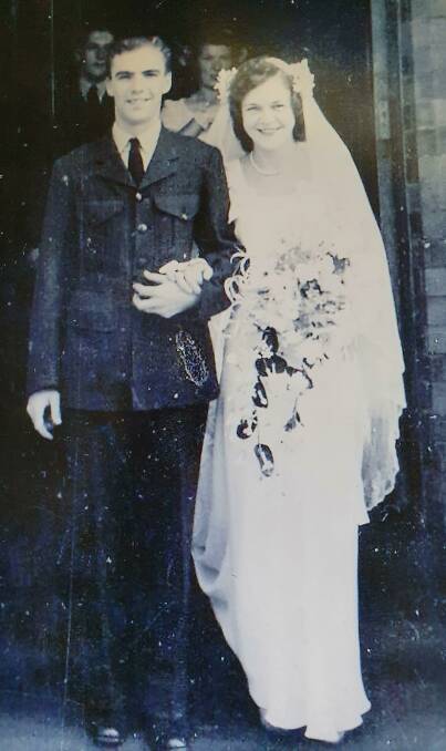 Happy couple: John and Betty Gribble on their wedding day in 1945.