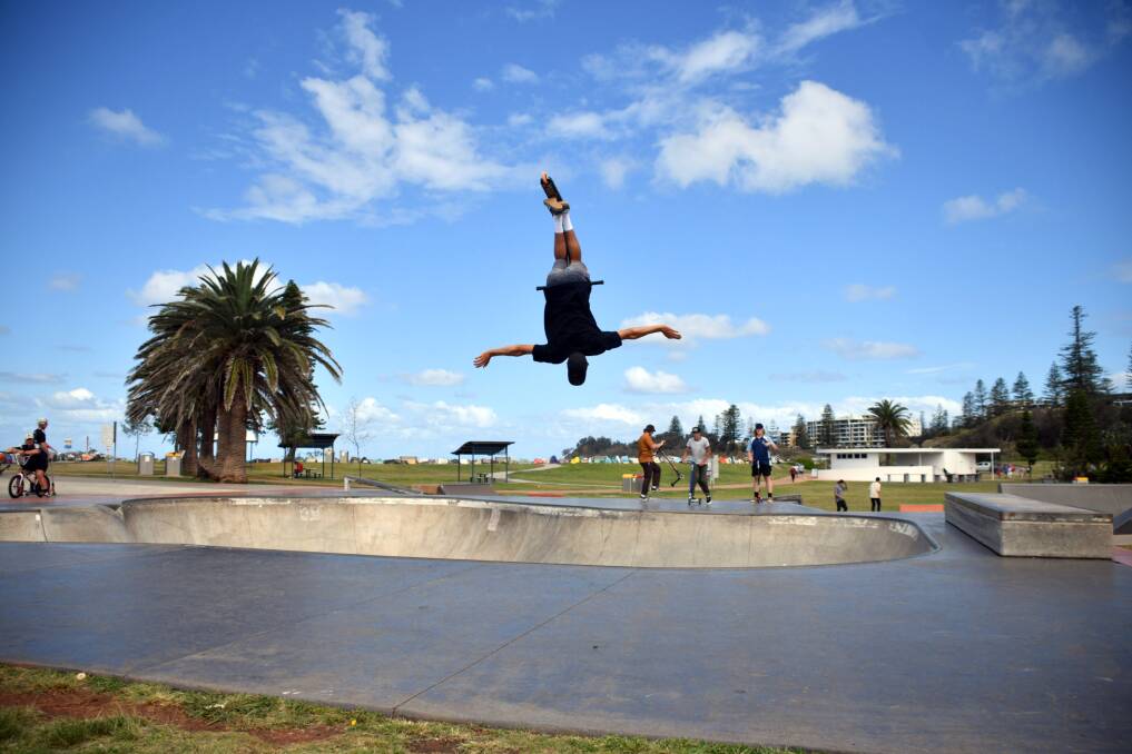 Great facility: Ivan McIntosh in action at Port Macquarie skate park. Photo: Ivan Sajko
