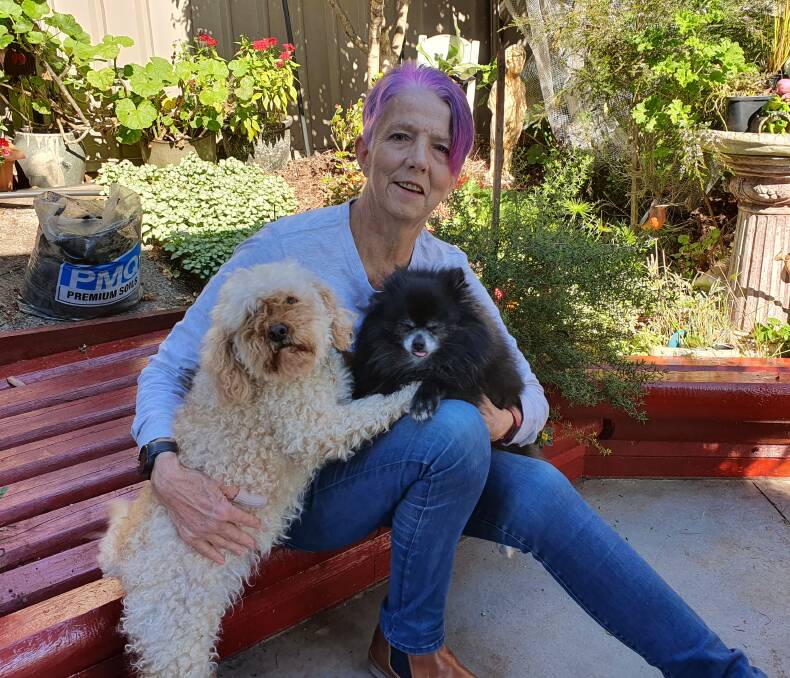 Dementia advocate Sarah Ashton with her dogs Bonnie and Clive.