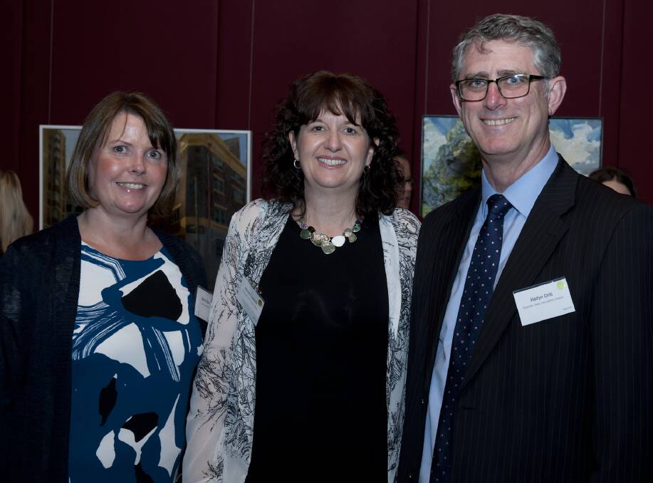 Helping others: Cancer Council national pro bono manager Maria Shaw, Mid North Coast Cancer Institute social worker Nicole Edwards and Donovan Oates Hannaford Lawyers partner Hadyn Oriti attend the Justice Awards. Photo: Law and Justice Foundation of NSW
