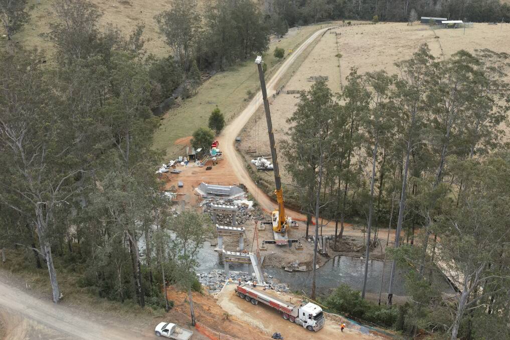 The new bridge is positioned within the same footprint of the previous timber bridge on Right Arm Road. Picture supplied by Port Macquarie-Hastings Council