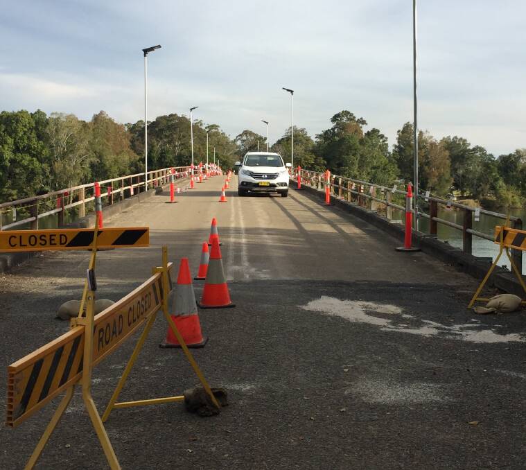 Step forward: Port Macquarie-Hastings Council has reopened a single lane of Rawdon Island bridge to traffic with strict conditions in place.