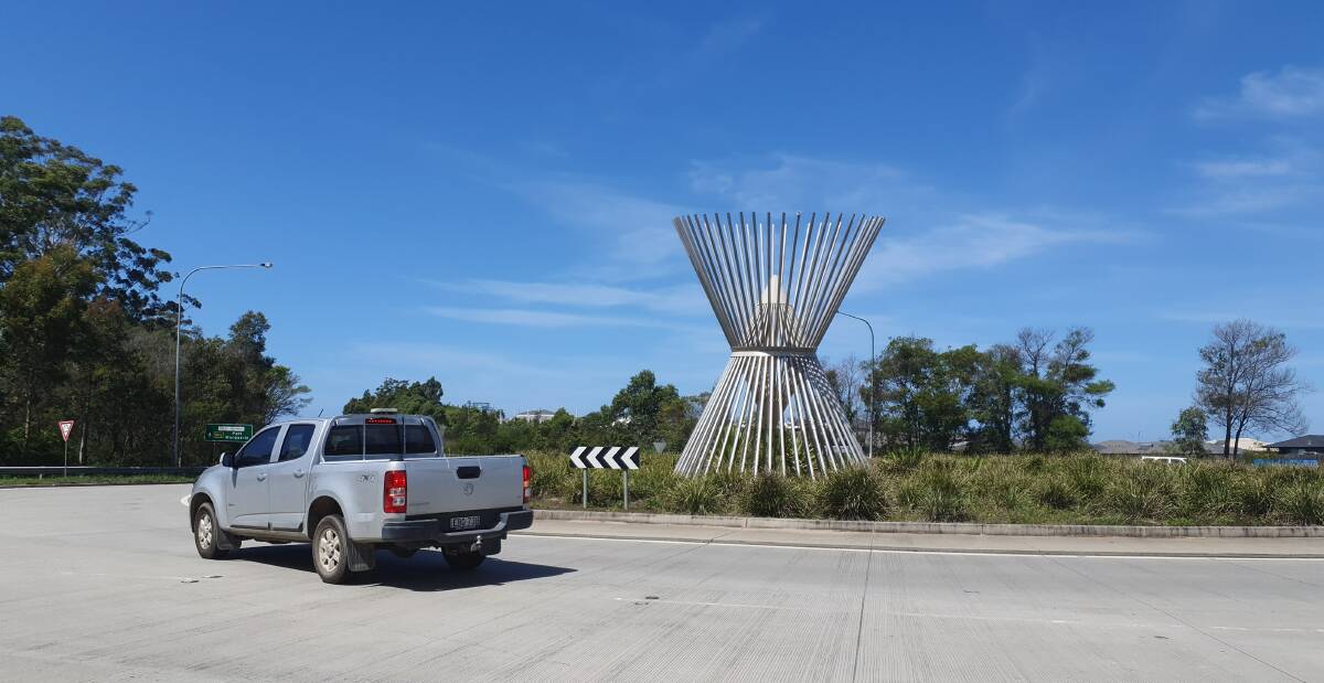 Public art: The Oxley Highway sculpture makes a statement at the gateway to Port Macquarie.