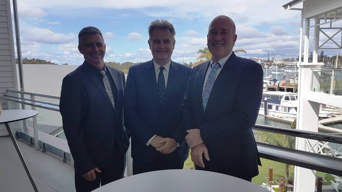 Successful event: Port Macquarie Chamber of Commerce president Michael Mowle, social commentator and demographer Bernard Salt and Port Macquarie Chamber of Commerce executive officer Mark Wilson talk about the future of Port Macquarie.