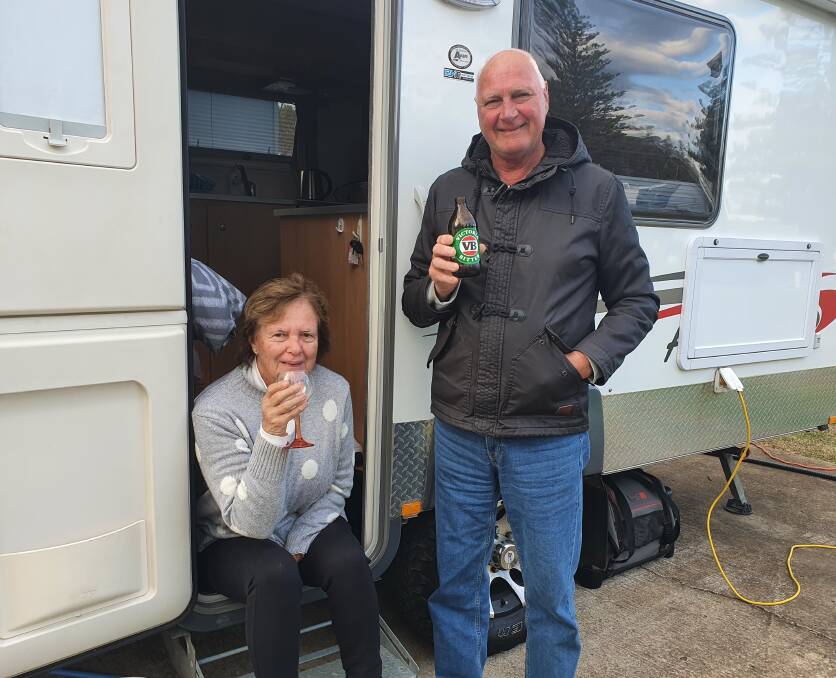 Time to relax: Gosford couple Heather and Neil Shorrock enjoy a caravan holiday in Port Macquarie.