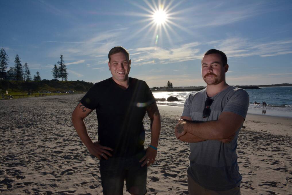 Recognition: Kliff Foggon and Slade Young won awards at Port Macquarie Boardriders presentation night at Fernhill Tavern. Pic: PETER GLEESON