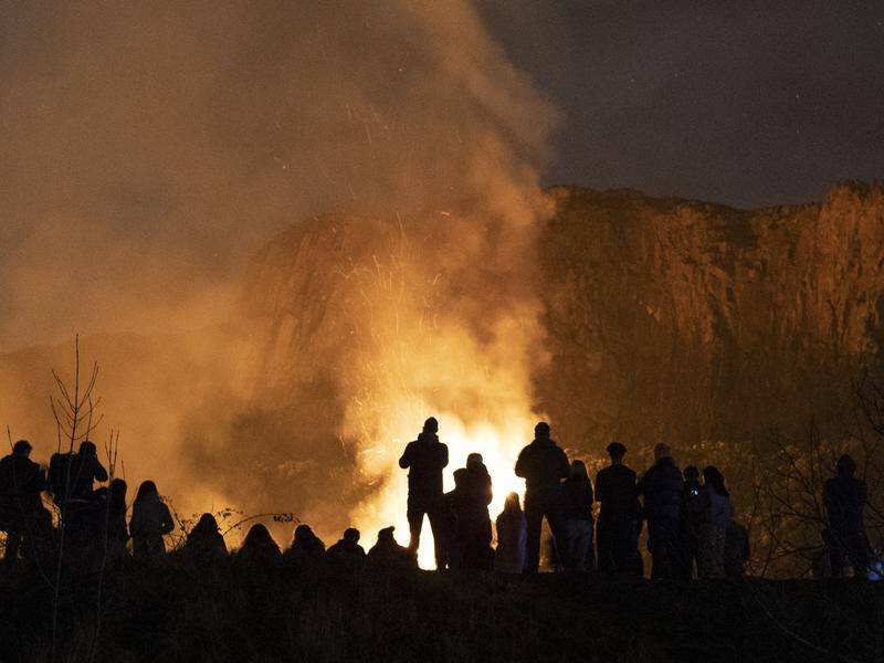One of the blazes is the Gorse fire below Salisbury Crags in Holyrood Park, Edinburgh.