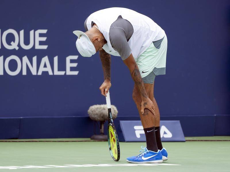 A weary Nick Kyrgios has lost for the first time in 14 matches in the US hardcourt swing. (AP PHOTO)
