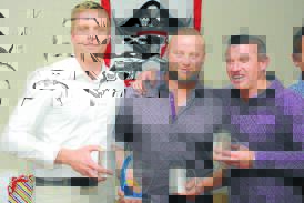 Bleddyn Gant (centre) won the Port Pirates' top award, the first grade Best and Fairest, at the club's presentation night. He also won Footballer of the Year and Best Forward.  He's pictured with skipper Chris Geary and Chris Young. Pic: ROD AYRES
