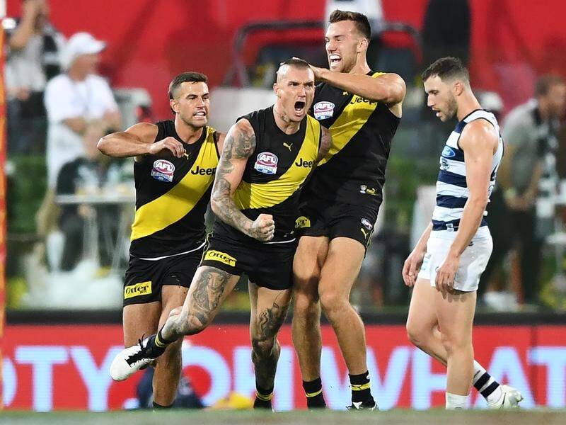 Norm Smith Medallist Dustin Martin booted four goals in the Tigers' grand final win over Geelong.