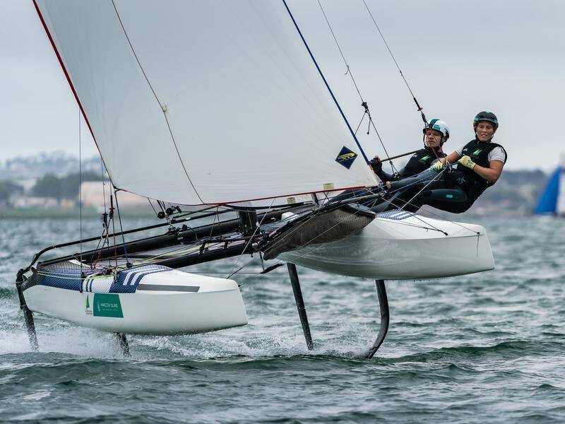 Nathan Outteridge and sister Haylee have ended their Olympic sailing audition with silver in Geelong