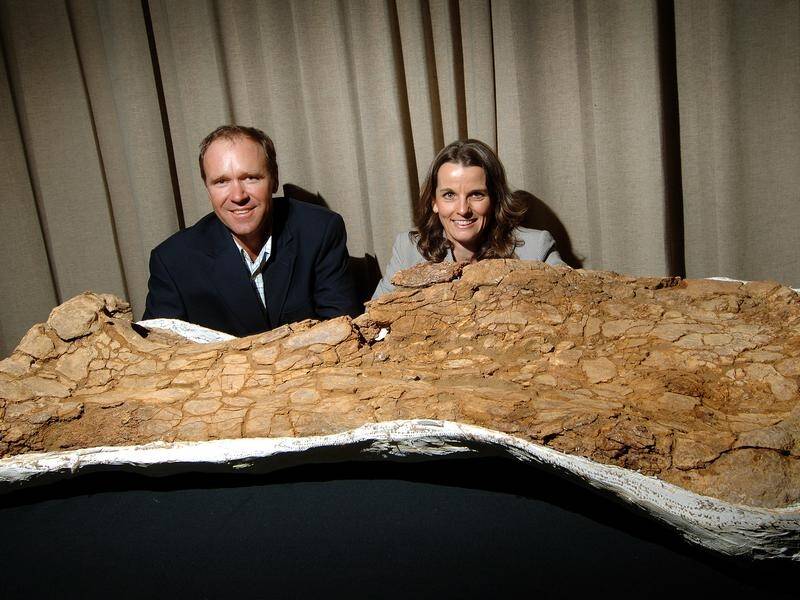 Stuart and Robyn Mackenzie found the dinosaur skeleton in outback Queensland 14 years ago.