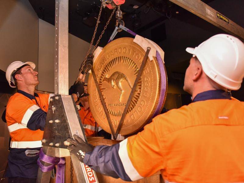 The Perth Mint's giant gold coin promotes physical Aussie gold being made available to US investors.
