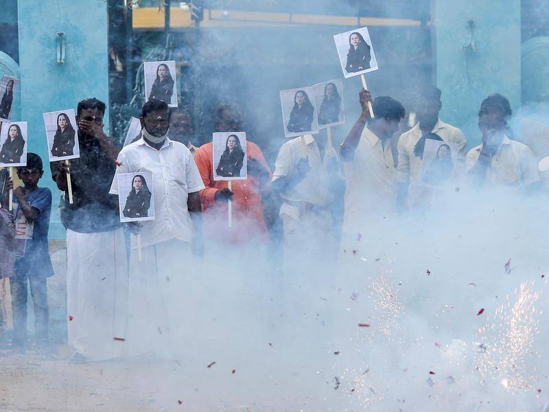 Villagers in India let off firecrackers to celebrate Kamala Harris becoming US vice president.