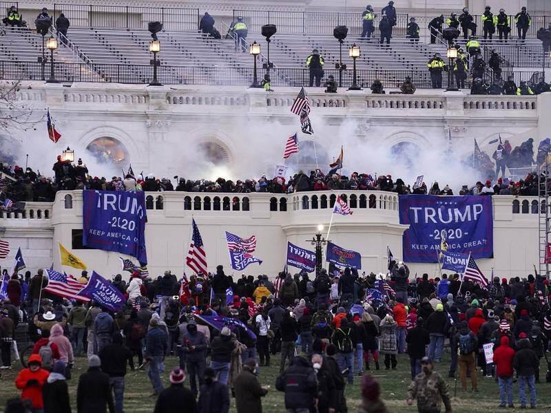 Protesters storm the US Capitol building in Washington, DC.