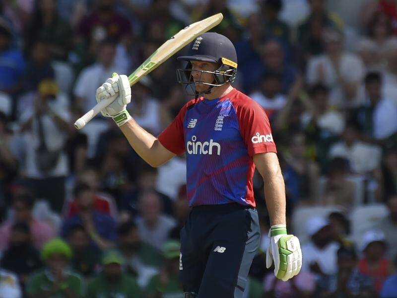 Jos Buttler's 59 has helped England claim a 45-run win in their second T20I against Pakistan.