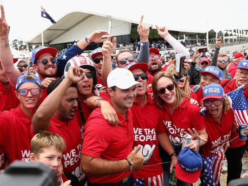Team USA celebrate their Presidents Cup triumph at Royal Melbourne Golf Club.