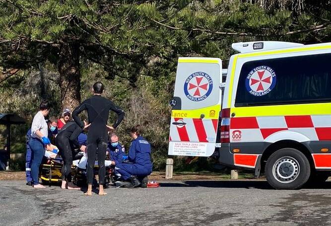 The shark attack happened at Shelly Beach about 9.30am Saturday. Photo: Port Macquarie ALS Lifeguards.