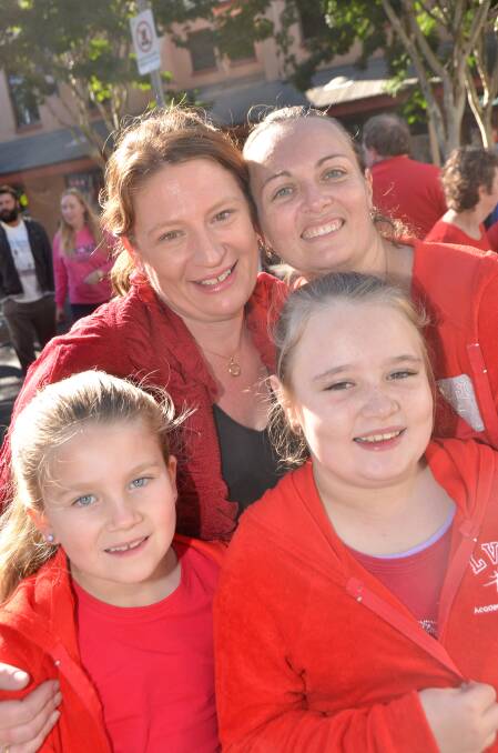 All fun: Mothers and daughters dancing in the Big Dance, Trish Todd and Kerry Bell with daughters Eliza Todd and Katie Bell.