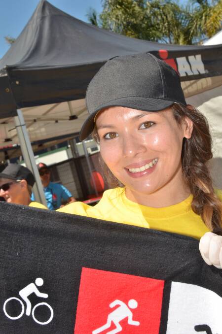 Hard work: Demi Gray volunteered at her first Ironman at Port Macquarie on Sunday.