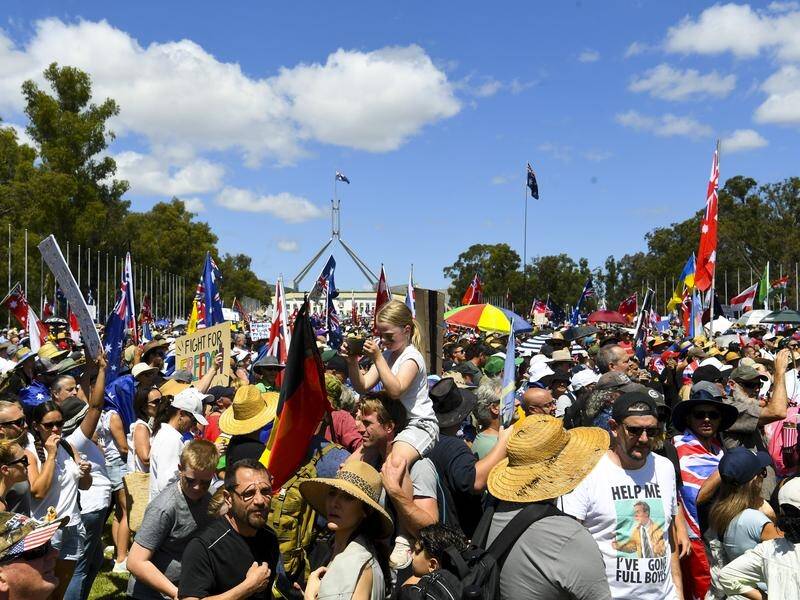Protesters have again marched on Parliament House, shutting down streets around the capital.