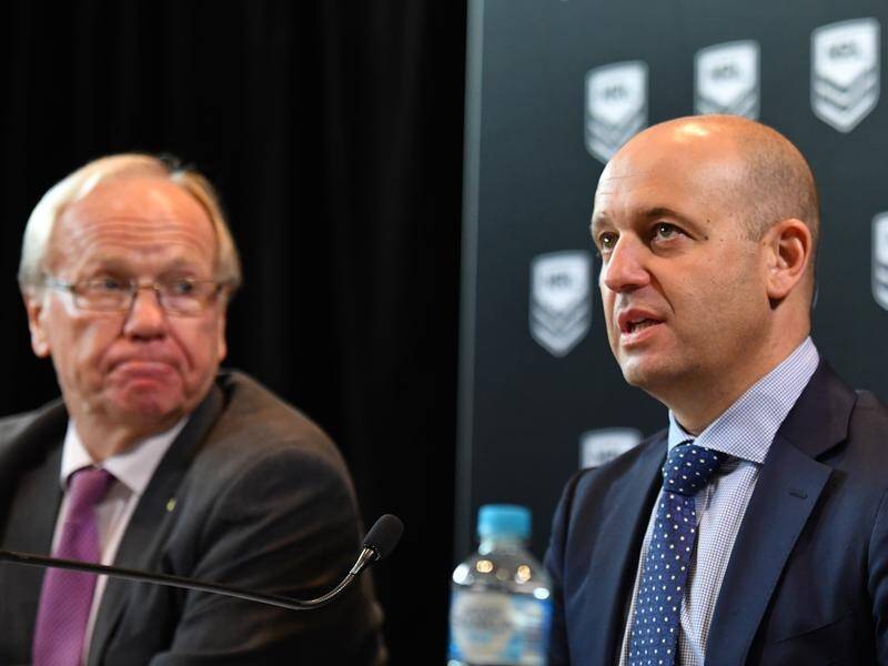 Todd Greenberg (r) wants NRL clubs to remind their players that off field incidents harm the code.