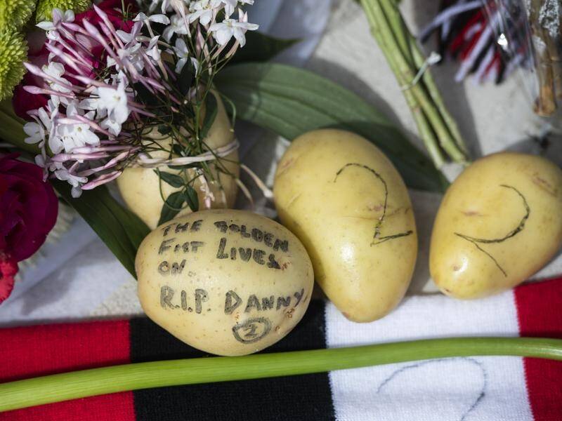 Potatoes have been added as part of a tribute to Danny Frawley at St Kilda AFL club's headquarters.