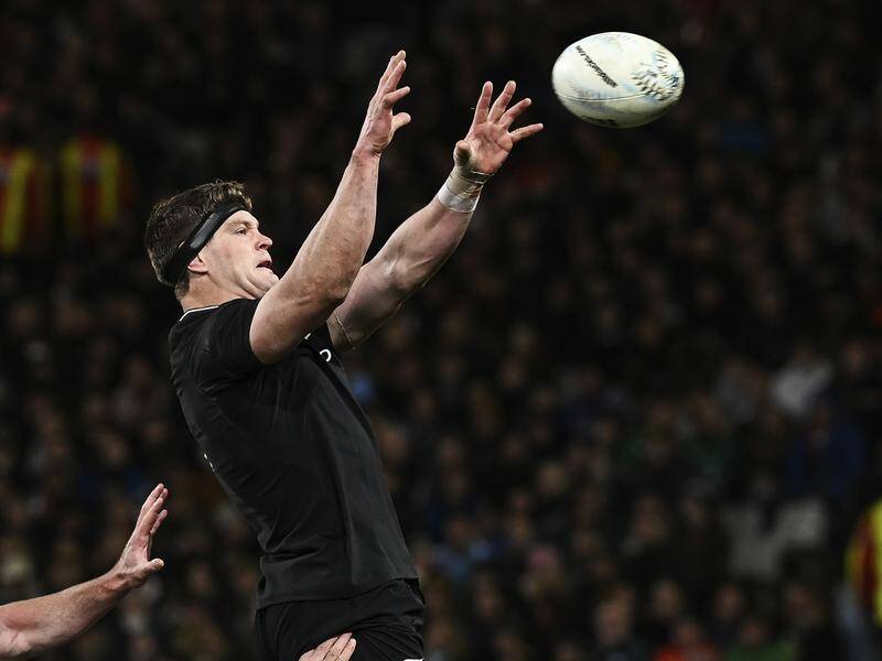 A late try from Scott Barrett helped New Zealand to a much-needed 35-23 victory over South Africa. (AP PHOTO)