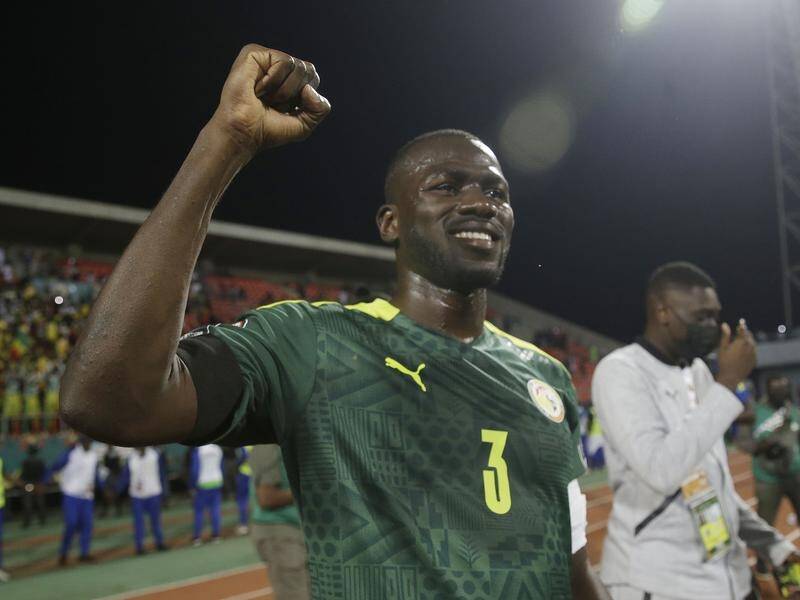 Senegal captain Kalidou Koulibaly celebrates beating Cape Verde in the Africa Cup of Nations.
