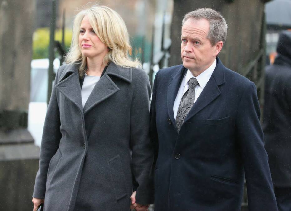 Australian Opposition Leader Bill Shorten and his wife Chloe Bryce arrive to attend a a national memorial service as Australians mourn the loss of all victims of Malaysia Airlines Flight MH17 at St. Patrick's Cathedral on August 7, 2014 in Melbourne, Australia. Photo: Scott Barbour