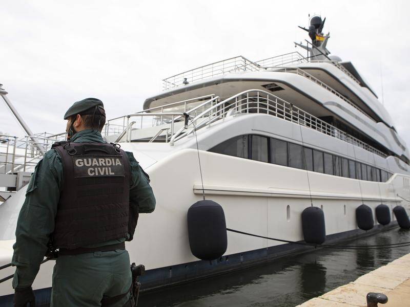 Spainish authorities acting for the US seized superyacht worth $A131m belonging to Russian oligarch.