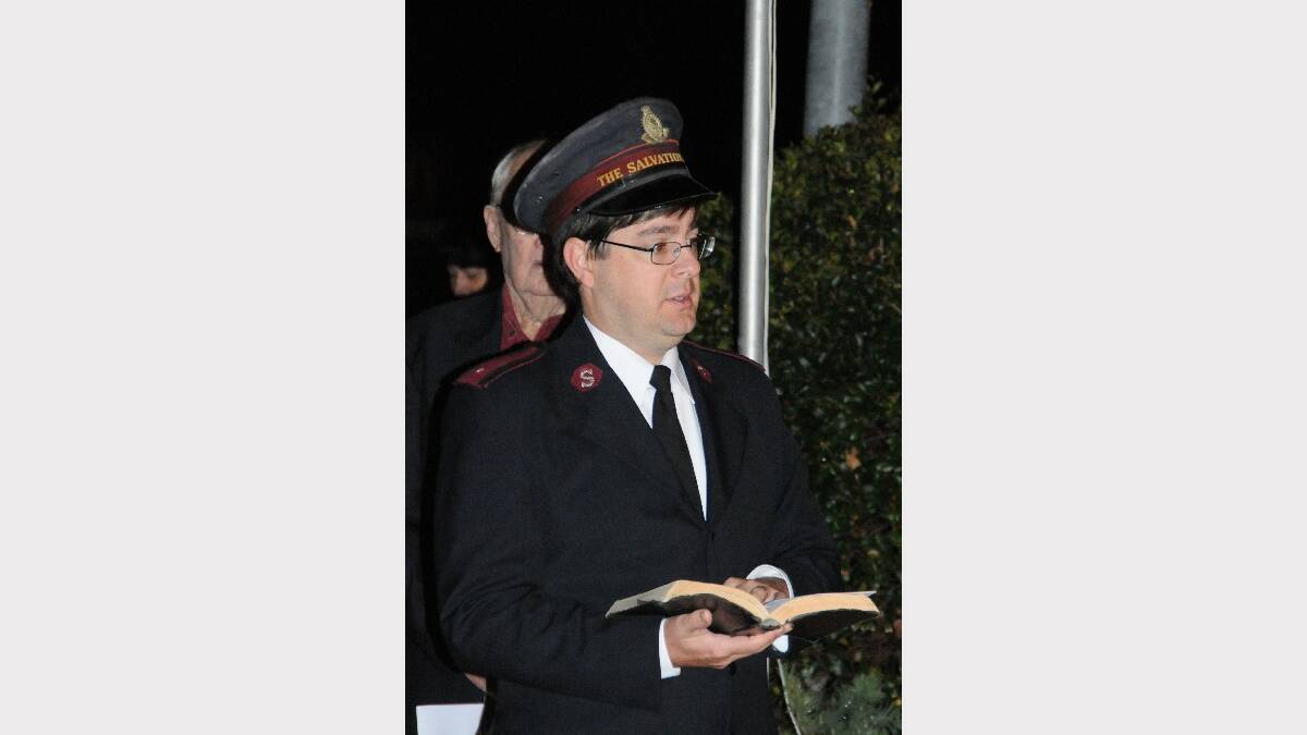 SALVATION Army officer, Lieutenant David Grounds addresses the crowd at the dawn service.