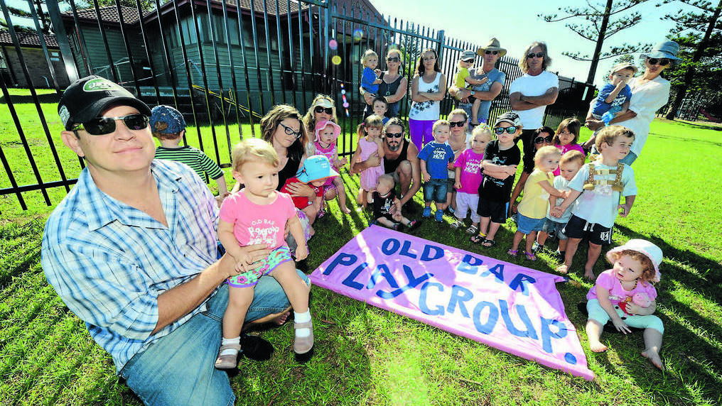 Travis and Penelope Martino with other members of Old Bar Playgroup outside Rushby Casino Hall. They are now on the search for a new venue.  Pic: MANNING RIVER TIMES