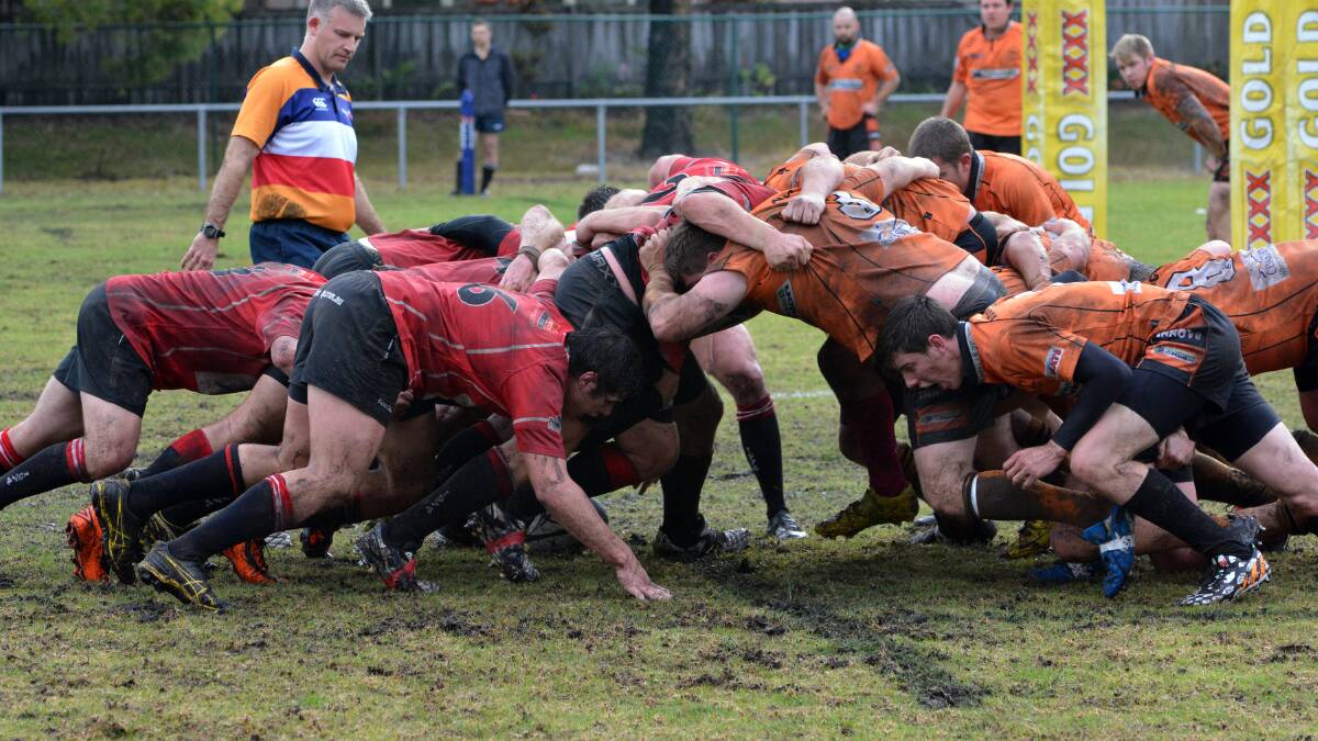 Scrum move: The Port Macquarie Pirates pressing the try line with a scrum during their win on the weekend.