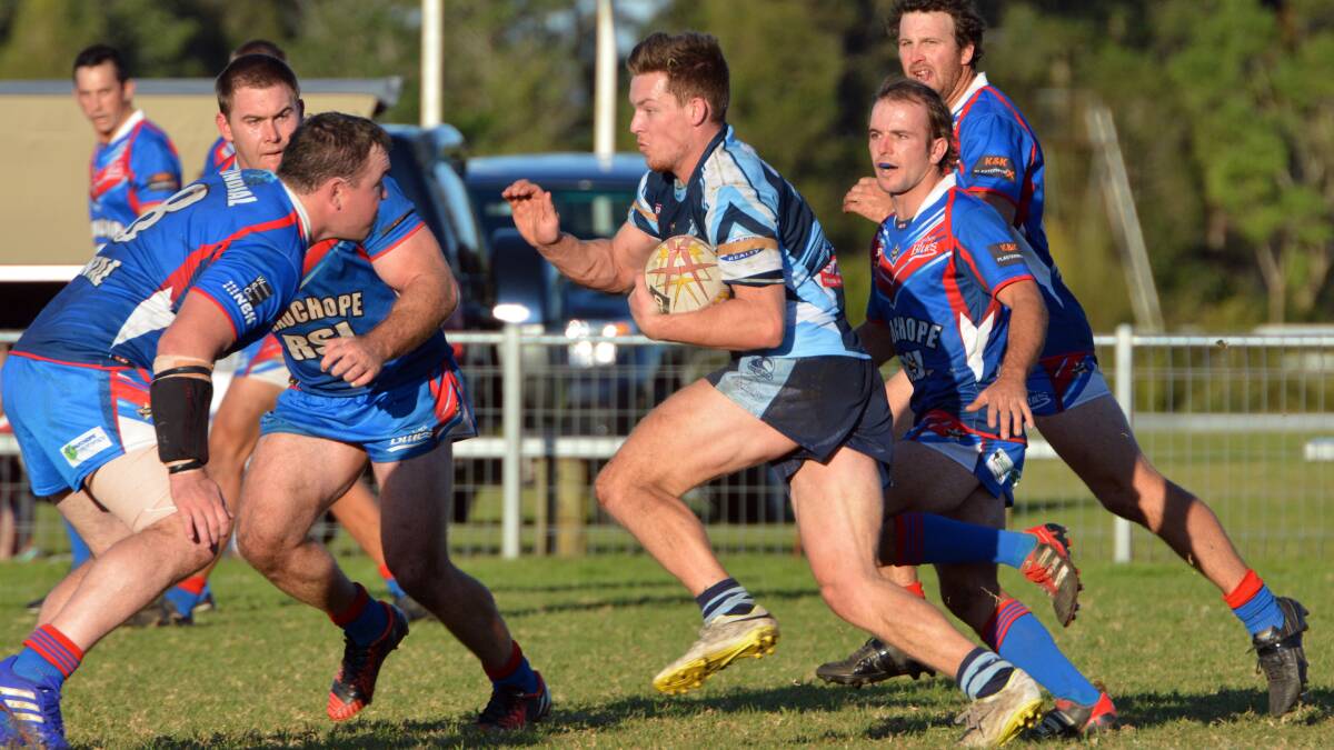 Luke Sinclair on the charge for Port City Breakers on Sunday against Wauchope Blues. Pic: PETER GLEESON