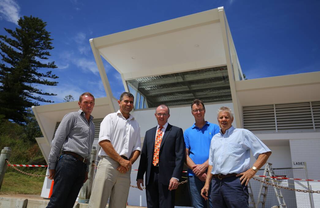 Project delivered: Project manager 
Adam Grant, group manager infrastructure services Gary Randall, Cr Justin Levido, Cr Rob Turner and Cr Geoff Hawkins at the upgraded Town Beach kiosk and Marine Rescue headquarters.