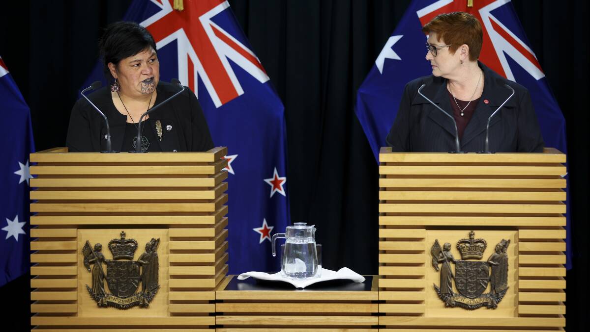 New Zealand Foreign Minister Nanaia Mahuta (left) with Australian Foreign Minister Marise Payne. Picture: Getty Images