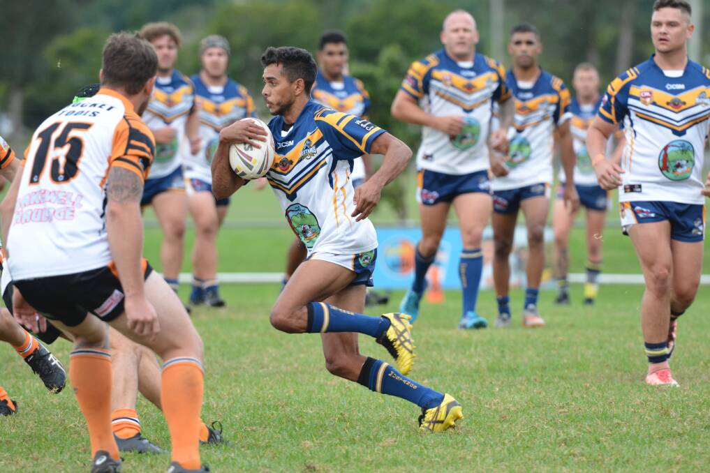 Clutch moment: Macleay Valley Mustangs fullback Owen Blair (pictured) combined with brother Stephan to score the game winner against Wauchope on Saturday. Photo: Penny Tamblyn