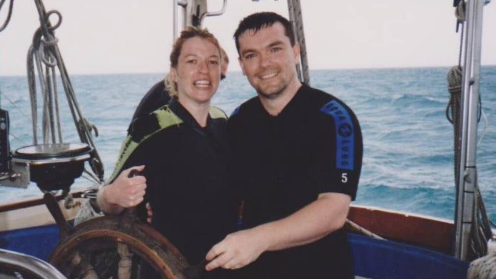 Sylvia and Tommy Harrison in 2000 during their backpacking adventures.