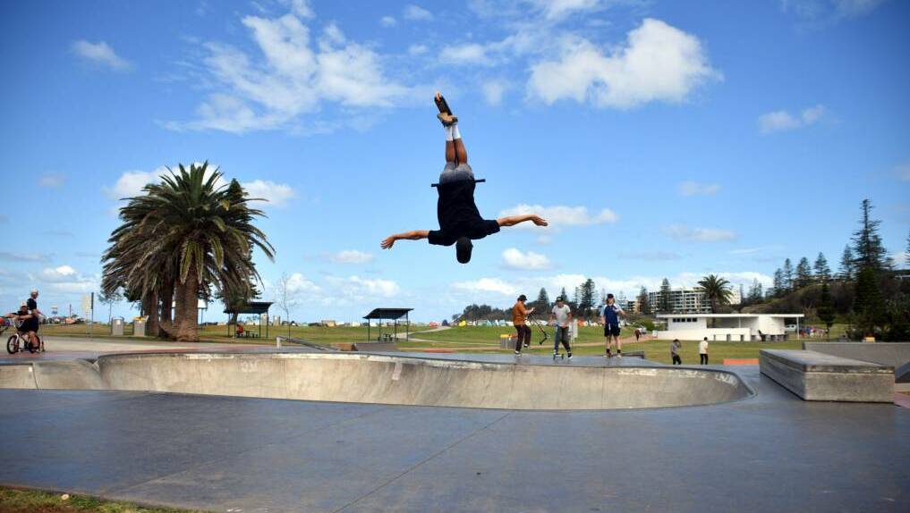 Ivan McIntosh in action at Port Macquarie skate park in November, 2017.