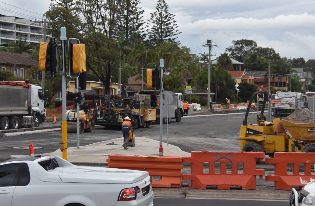Work continues: Construction workers are continuing to work on Warlters Street as the opening of Kmart nears. Photo: Matt Attard