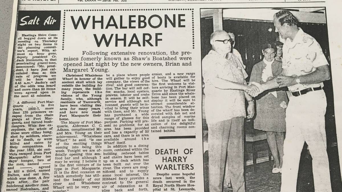 Old school: A Port Macquarie News article from 1972 when Whalebone Wharf officially opened for the first time.