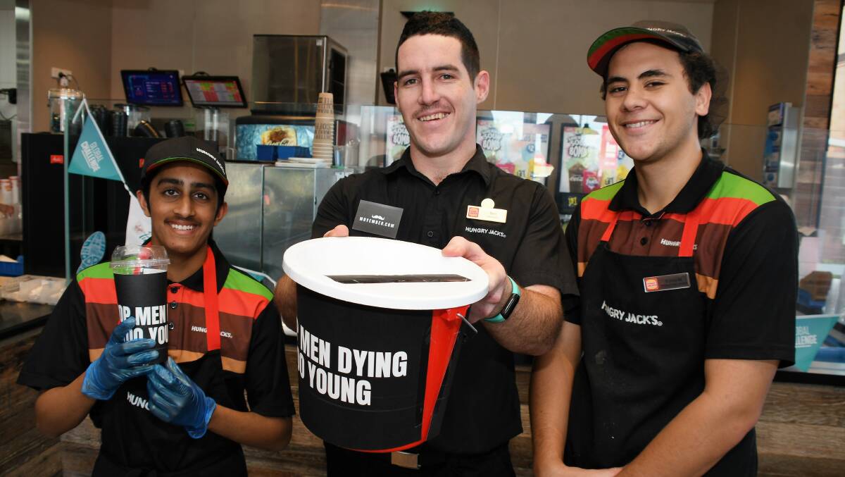 Give generously: Donation buckets are at Hungry Jacks with all proceeds going to Movember.