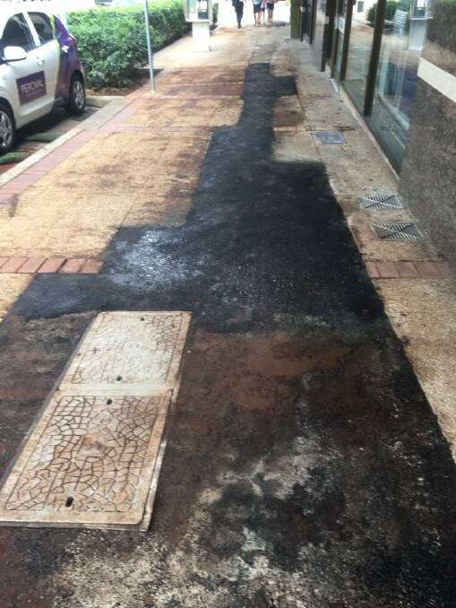 The condition the sidewalk was left in on September 29 by NBN contracted workers. Photo: Supplied